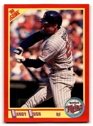 Original gloss 1990 Score Randy Bush baseball card featuring Randy Bush and Simply Sandoval