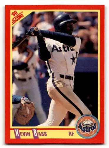 Original gloss Kevin Bass baseball card from 1990 Score #279 featuring Simply Sandoval