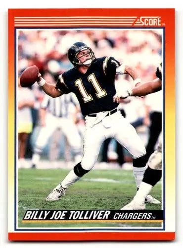 Original gloss Billy Joe Tolliver football card from 1990 Score #280 San Diego Chargers