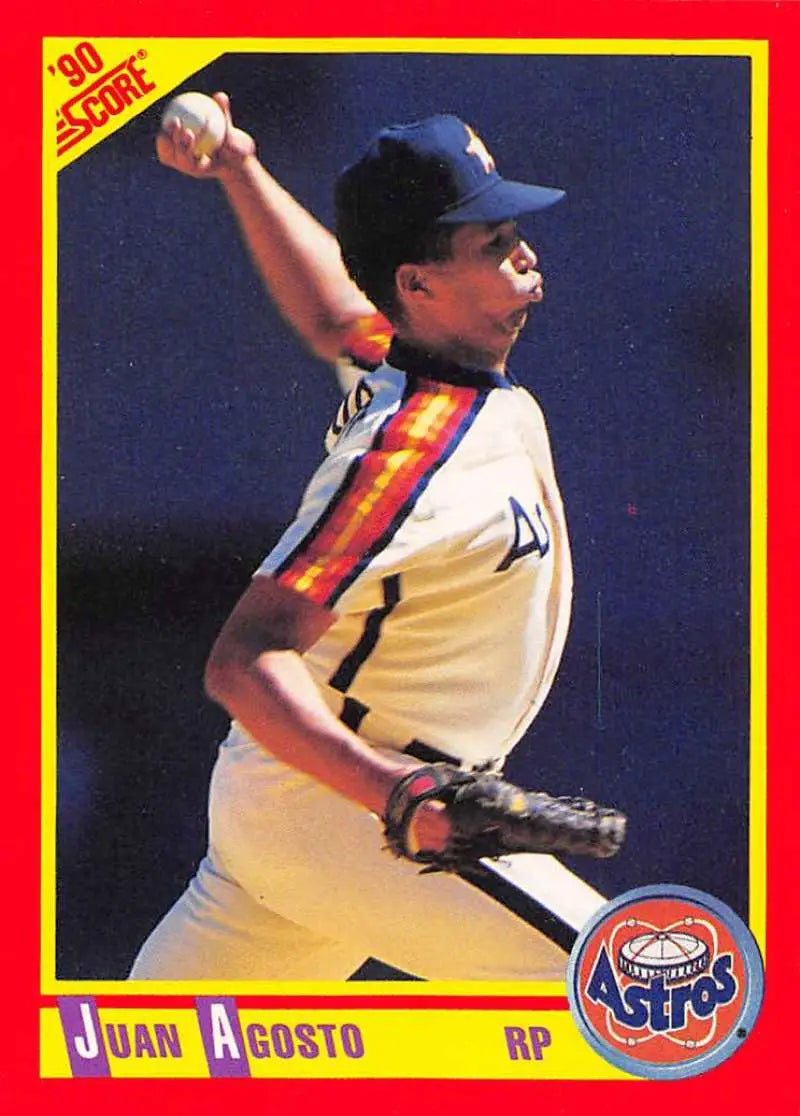 1990 Score #284 Juan Agosto EX Excellent Houston Astros Baseball Card - Baseball Card Single