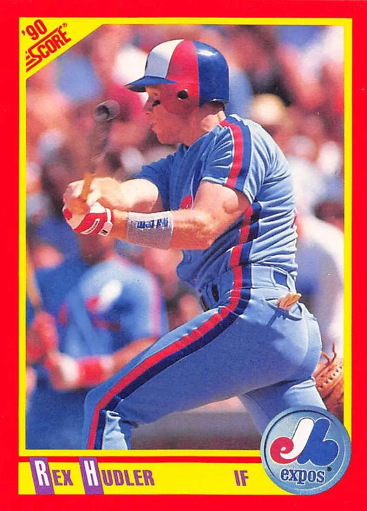 1990 Score #287 Rex Hudler EX Excellent Montreal Expos Baseball Card - Baseball Card Single