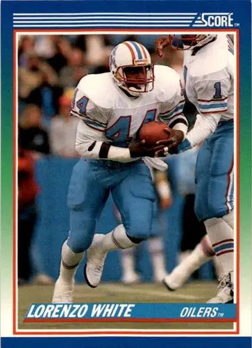 Football card featuring Lorenzo White from 1990 Score simply Sandoval collection with original gloss