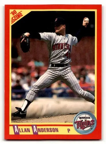 Original gloss of 1990 Score Allan Anderson baseball card featuring Allan Anderson and Simply Sandoval