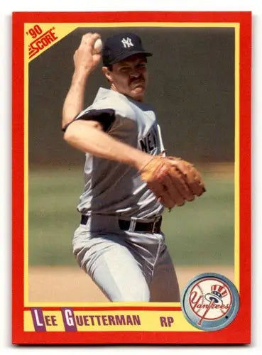Original gloss Lee Guetterman baseball card from 1990 Score #294 featuring Simply Sandoval