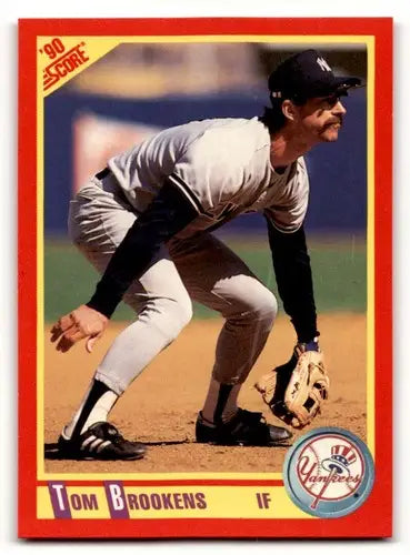 Original gloss Tom Brookens baseball card from 1990 Score #297 featuring Tom Brookens with Simply Sandoval