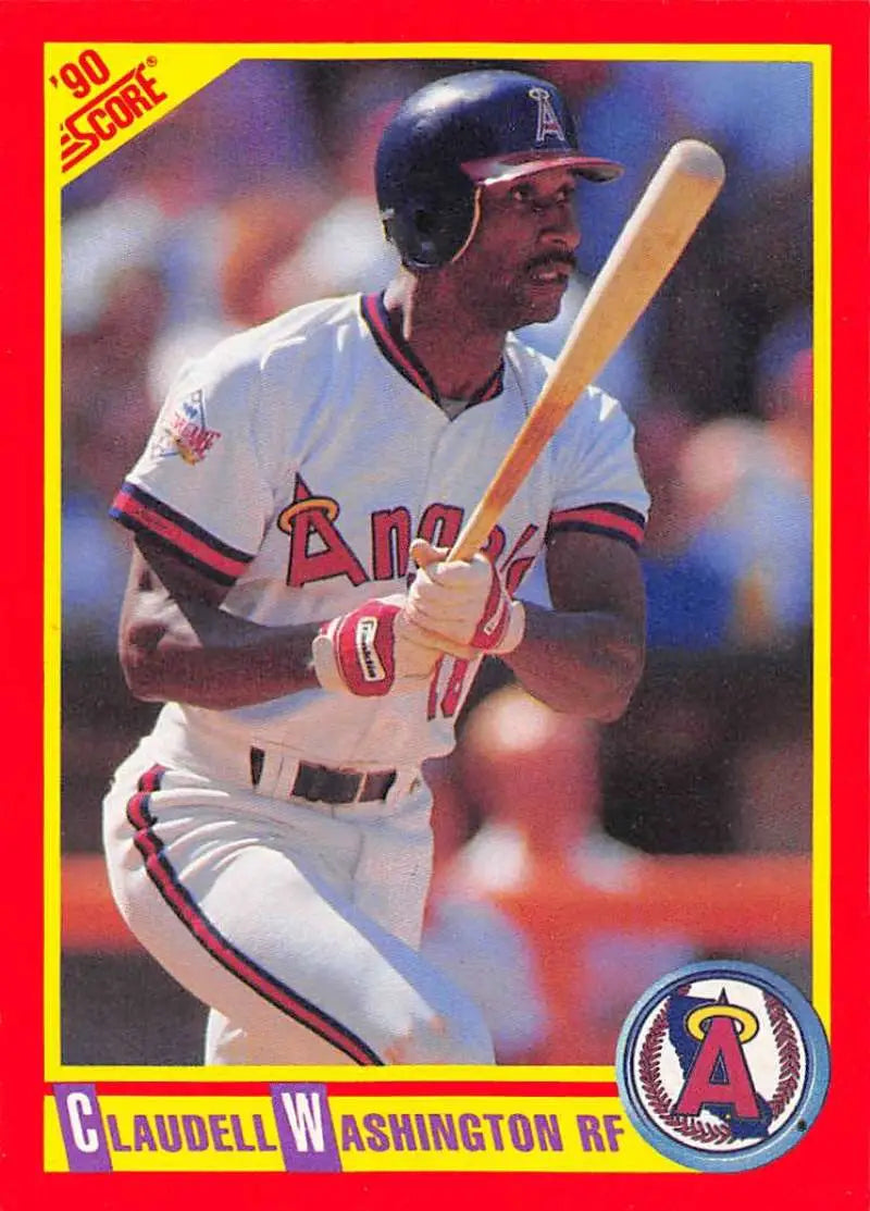 1990 Score #298 Claudell Washington EX Excellent California Angels Baseball Card - Baseball Card Single