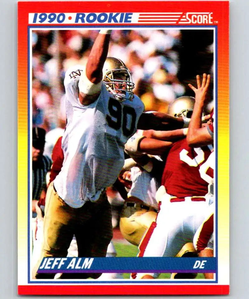 1990 Score #298 Jeff Alm NM-MT RC Rookie Notre Dame Fighting Irish Football Card - Football Card Single