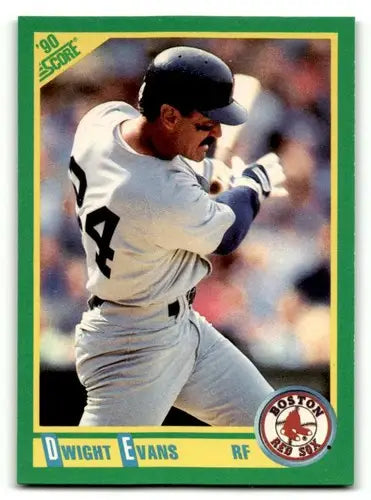 Original gloss Dwight Evans baseball card from 1990 Score #3 featuring Simply Sandoval