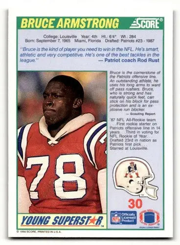 1990 Score #30 Bruce Armstrong New England Patriots Football Cards N ID:62209 - Football Card Single