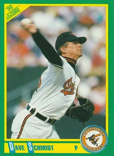 1990 Score Dave Schmidt baseball card with original gloss, NM-MT condition