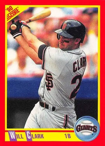 Original gloss Will Clark baseball card from 1990 Score #300 Giants collection
