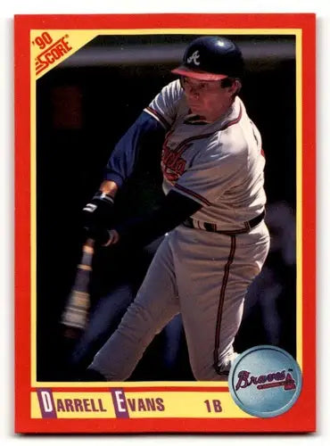 Original gloss Darrell Evans baseball card from 1990 Score #302 featuring Simply Sandoval