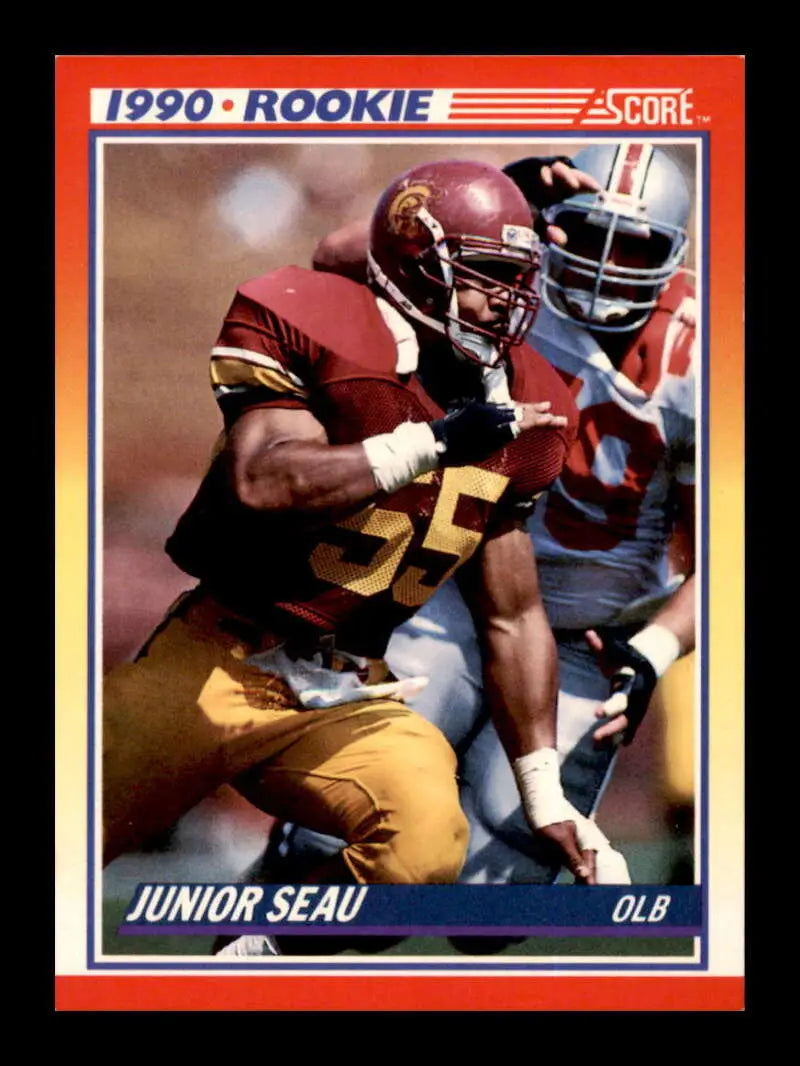 1990 Score #302 Junior Seau NM-MT RC Rookie USC Trojans Football Card - Football Card Single