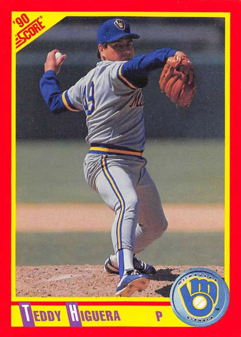 1990 Score #305 Teddy Higuera EX Excellent Milwaukee Brewers Baseball Card - Baseball Card Single