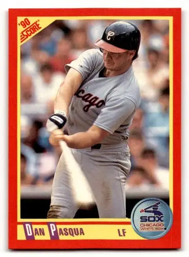 Original gloss Dan Pasqua baseball card from 1990 Score #306 featuring Dan Pasqua, Simply Sandoval