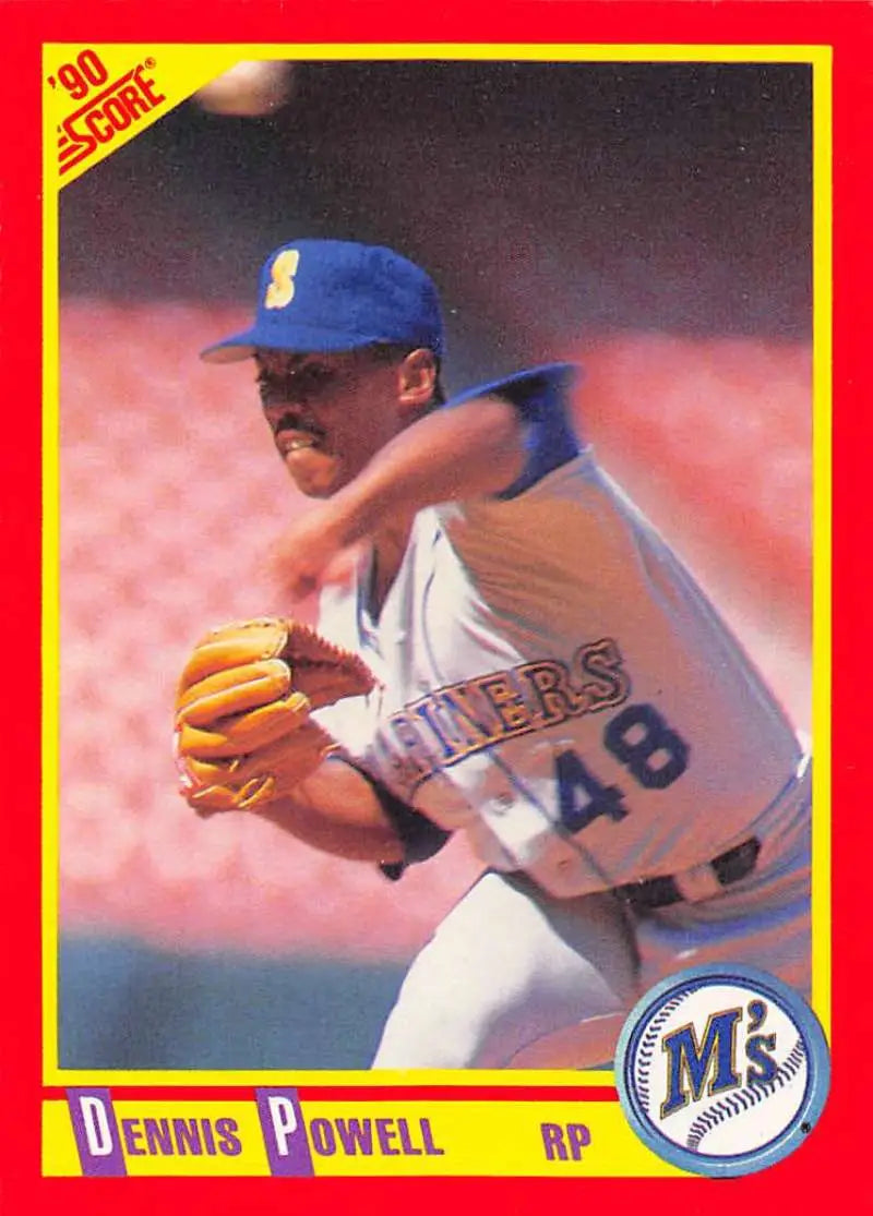 1990 Score #308 Dennis Powell EX Excellent Seattle Mariners Baseball Card - Baseball Card Single