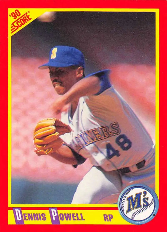 1990 Score #308 Dennis Powell EX Excellent Seattle Mariners Baseball Card - Baseball Card Single