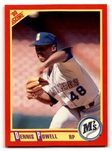 Original gloss Dennis Powell baseball card from 1990 Score #308 displayed next to Simply Sandoval