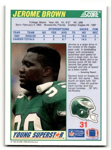 Jerome Brown Philadelphia Eagles football card from 1990 Score series