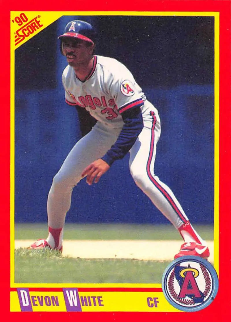 1990 Score #312 Devon White EX Excellent California Angels Baseball Card - Baseball Card Single