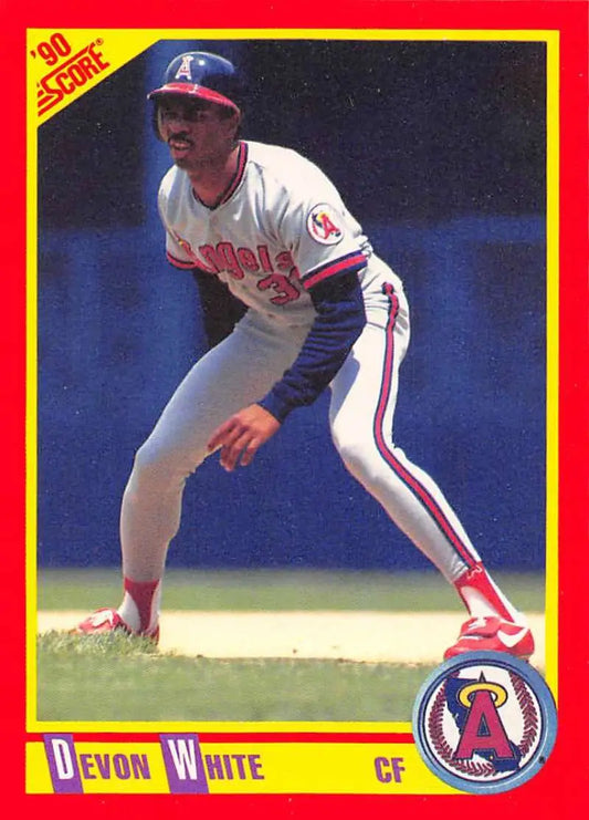 1990 Score #312 Devon White EX Excellent California Angels Baseball Card - Baseball Card Single
