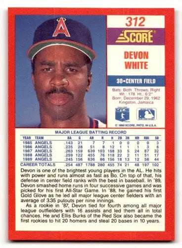 1990 Score #312 Devon White ID:46456 - Baseball Card Single