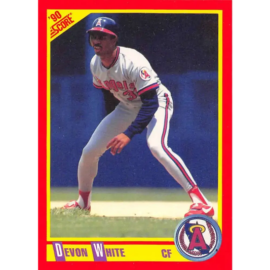 1990 Score #312 Devon White NM-MT California Angels Baseball Card - Baseball Card Single