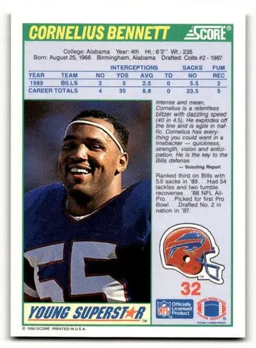 1990 Score #32 Cornelius Bennett Buffalo Bills Football Cards NM-MT ID:62211 - Football Card Single