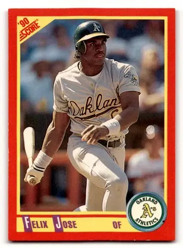 1990 Score #321 Felix Jose Oakland Athletics Baseball Cards EX/NM ID:64364 - Baseball Card Single