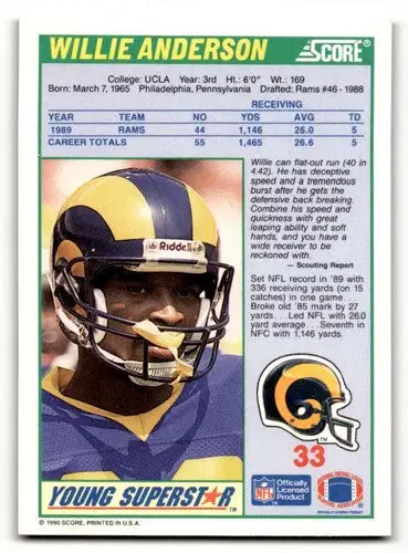 Los Angeles Rams Willie Anderson 1990 Score football card NM-MT ID62212