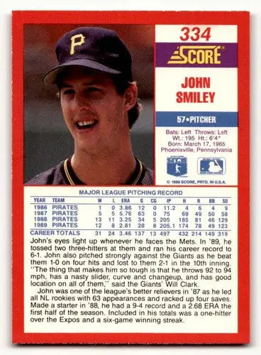 1990 Score #334 John Smiley ID:46396 - Baseball Card Single