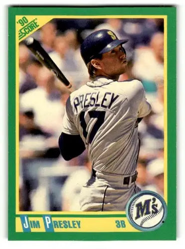 Original gloss Jim Presley Seattle Mariners baseball card from 1990 Score series