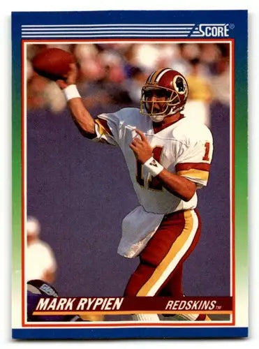 Original gloss Mark Rypien football card from 1990 Score Redskins football collection