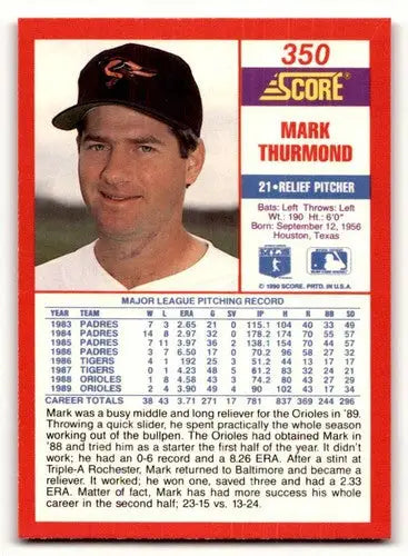 Original gloss 1990 Score Mark Thurmond baseball card featuring Mark Thurmond by Simply Sandoval