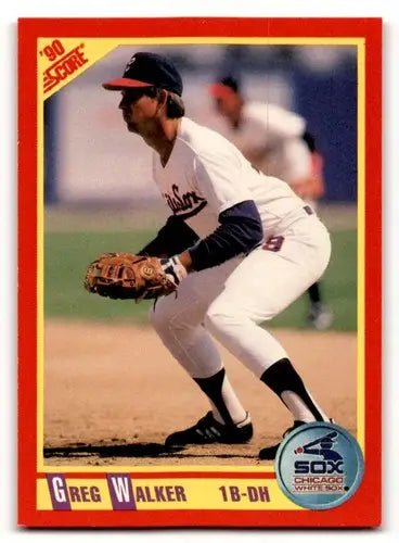 Original gloss baseball card featuring Greg Walker from 1990 Score #354
