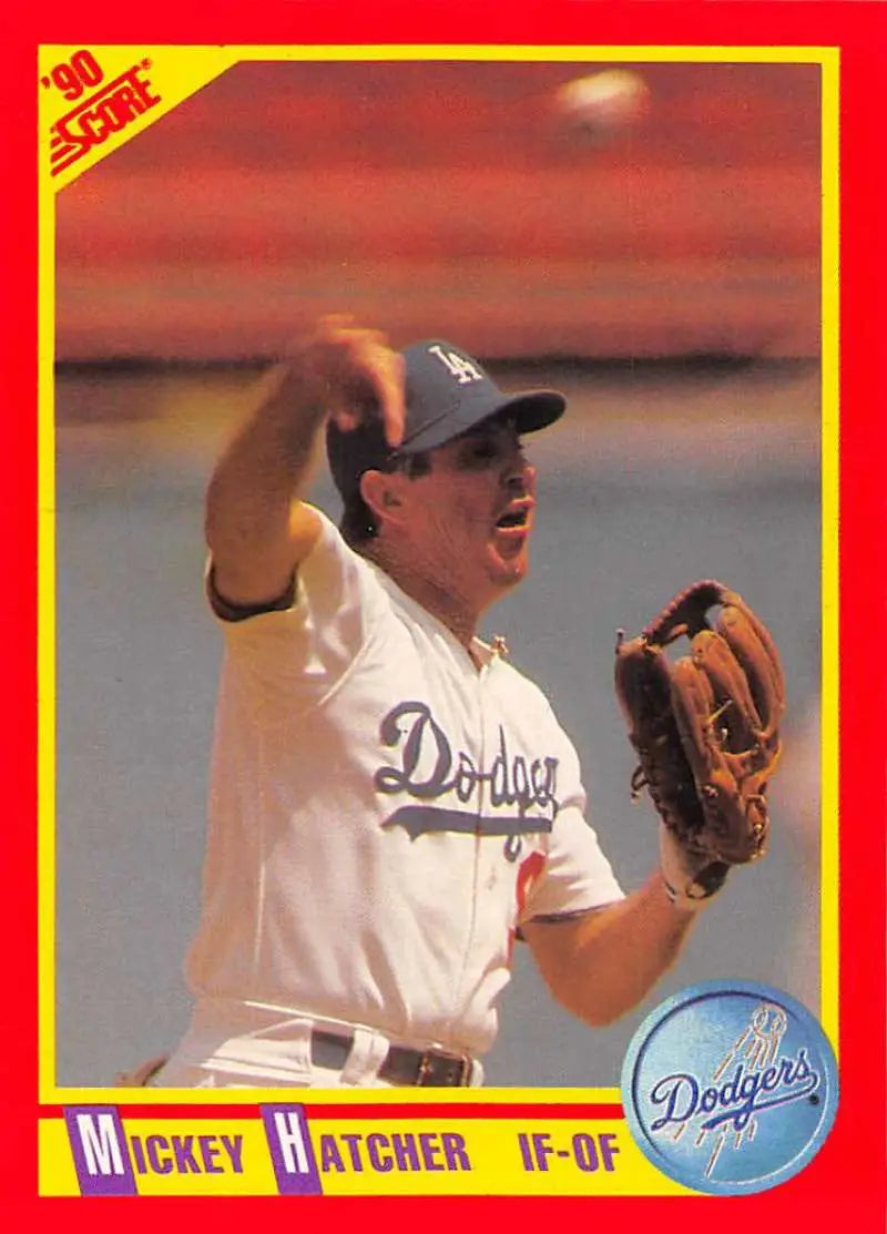 1990 Score #359 Mickey Hatcher EX Excellent Los Angeles Dodgers Baseball Card - Baseball Card Single