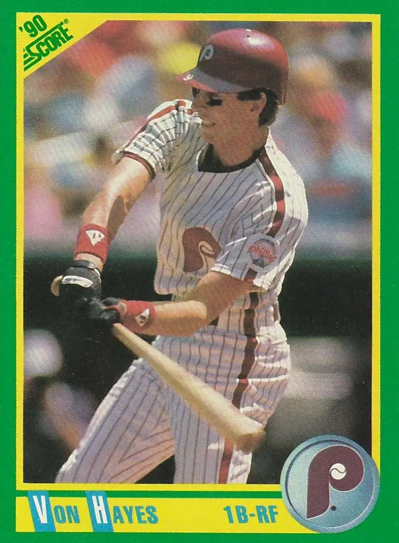 1990 Score #36 Von Hayes EX Excellent Philadelphia Phillies Baseball Card - Baseball Card Single