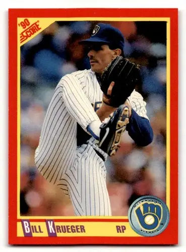 Original gloss of 1990 Score Bill Krueger baseball card in a simple plain white envelope