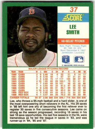 1990 Score #37 Lee Smith ID:46725 ID:46725 - Baseball Card Single