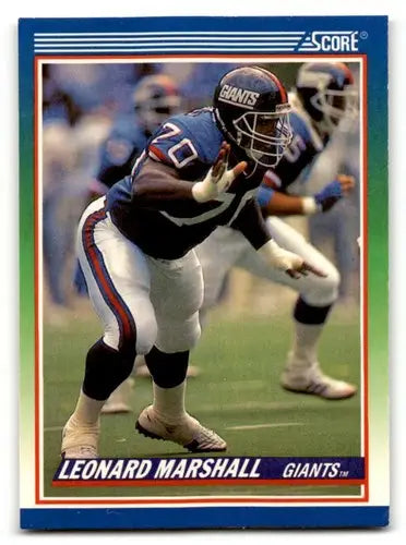 Original gloss Leonard Marshall Giants Football Cards 1990 Score #375 collectible card
