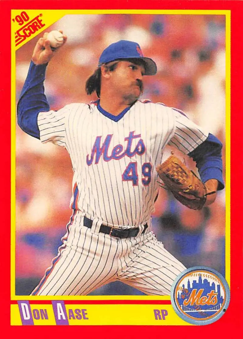 1990 Score #377 Don Aase EX Excellent New York Mets Baseball Card - Baseball Card Single
