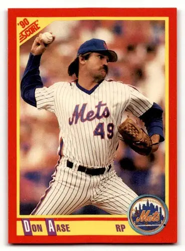 Original gloss Don Aase baseball card from 1990 Score #377 featuring Simply Sandoval