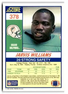 1990 Score #378 Jarvis Williams - Football Card Single