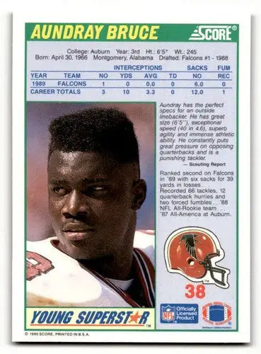 1990 Score #38 Aundray Bruce Atlanta Falcons Football Cards NM-MT ID:62217 - Football Card Single