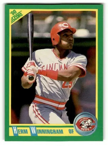 Original gloss Herm Winningham Cincinnati Reds baseball card from 1990 Score series
