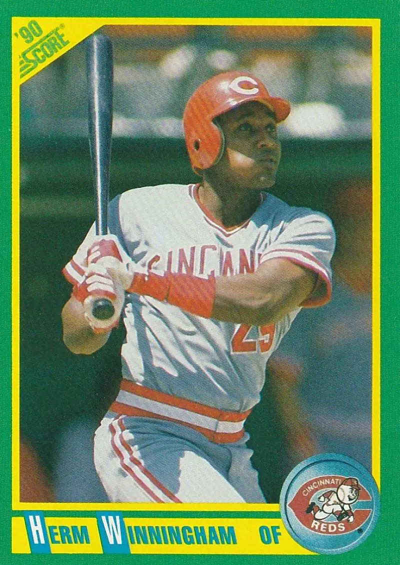 1990 Score #38 Herm Winningham EX Excellent Cincinnati Reds Baseball Card - Baseball Card Single