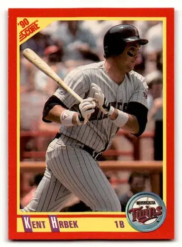 Original gloss 1990 Score Kent Hrbek baseball card featuring Kent Hrbek and Simply Sandoval