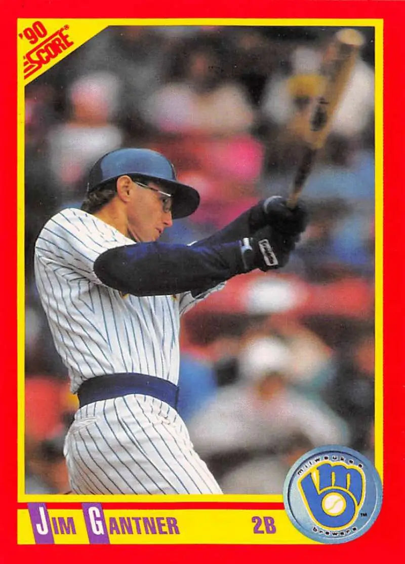 1990 Score #382 Jim Gantner EX Excellent Milwaukee Brewers Baseball Card - Baseball Card Single