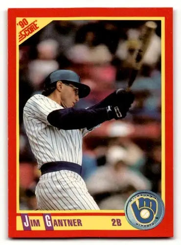 Original gloss Jim Gantner baseball card from 1990 Score #382 featuring Simply Sandoval