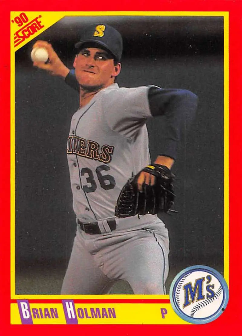 1990 Score #387 Brian Holman EX Excellent Seattle Mariners Baseball Card - Baseball Card Single